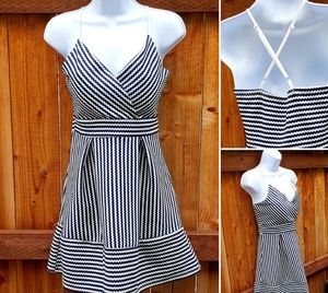 Charlotte Russe Navy White Sun Dress Medium